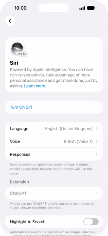 If it's the first time you use Siri AI, press Turn On Siri.