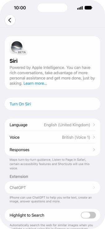If it's the first time you use Siri AI, press Turn On Siri.