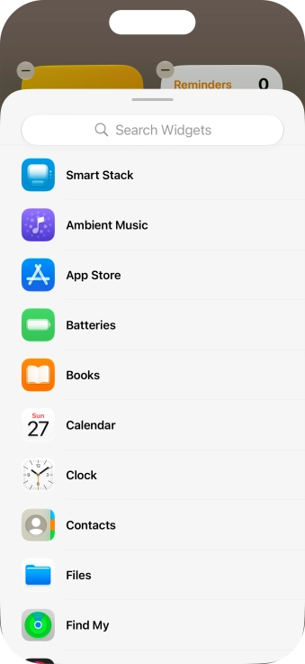 Press the required widget.