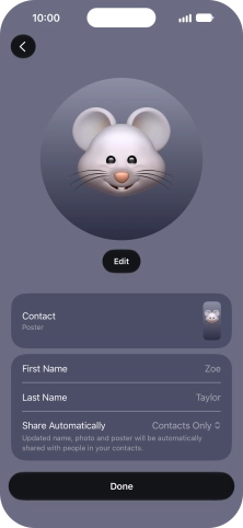 Press the name fields and follow the instructions on the screen to edit your name on the Contact Poster. Press the name fields and follow the instructions on the screen to edit your name on the Contact Poster.