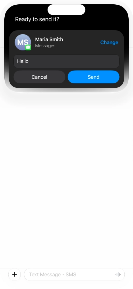 If an app is open on your phone, such as Messages, you can also use the functions available here, e.g.: REPLY [text].