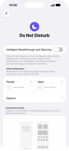 Press People and follow the instructions on the screen to select which contacts you would like to receive calls and notifications from when Do Not Disturb is turned on.