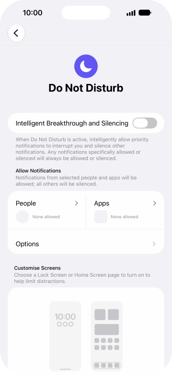 Press People and follow the instructions on the screen to select which contacts you would like to receive calls and notifications from when Do Not Disturb is turned on.