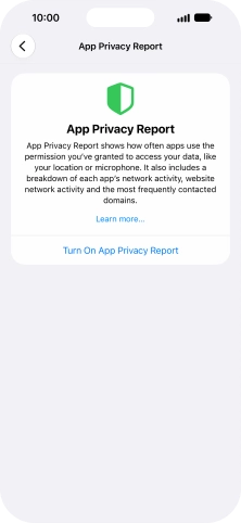 Press Turn On App Privacy Report to turn on the function.
