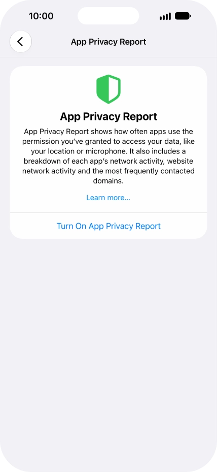 Press Turn On App Privacy Report to turn on the function.