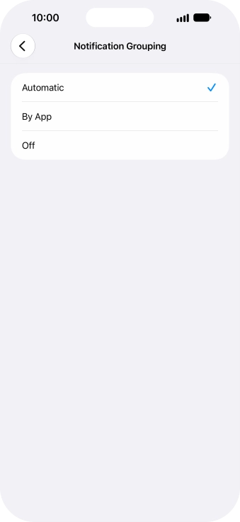 Press the required setting. Press the required setting.
