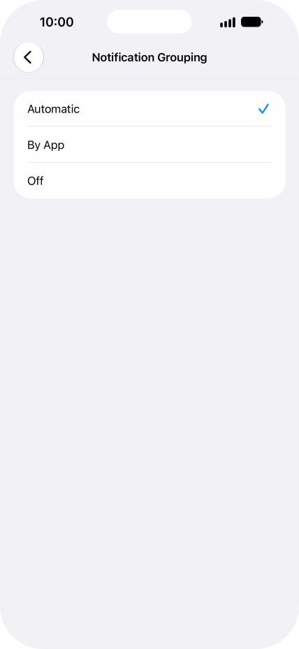 Press the required setting. Press the required setting.