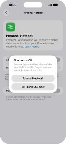 If Wi-Fi is turned on, press Wi-Fi and USB Only.