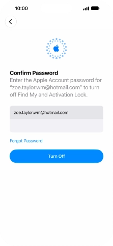 Key in the password for your Apple Account and press Turn Off. Wait a moment while the factory default settings are restored. Follow the instructions on the screen to set up your phone and prepare it for use. Key in the password for your Apple Account and press Turn Off. Wait a moment while the factory default settings are restored. Follow the instructions on the screen to set up your phone and prepare it for use.