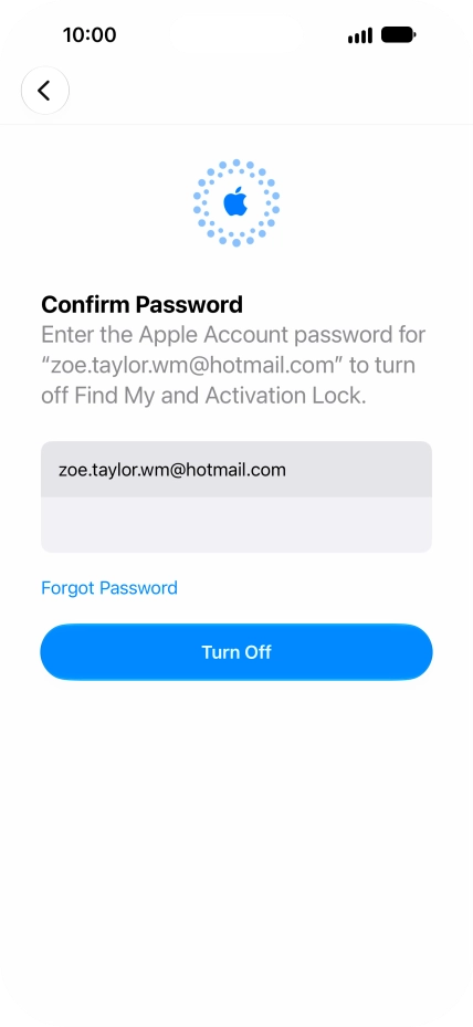 Key in the password for your Apple Account and press Turn Off. Wait a moment while the factory default settings are restored. Follow the instructions on the screen to set up your phone and prepare it for use. Key in the password for your Apple Account and press Turn Off. Wait a moment while the factory default settings are restored. Follow the instructions on the screen to set up your phone and prepare it for use.