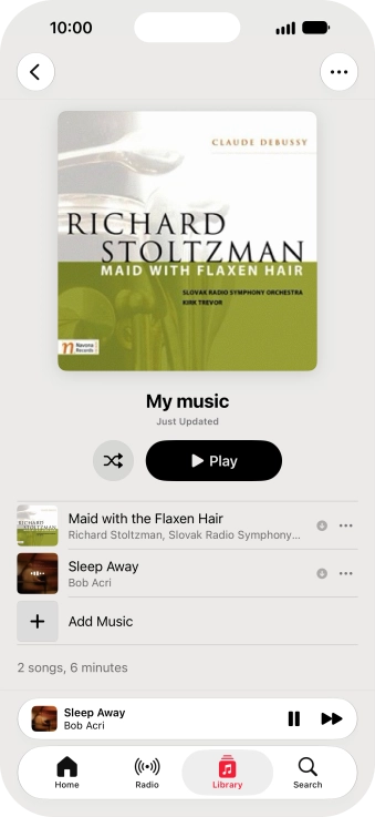 Press the song title.