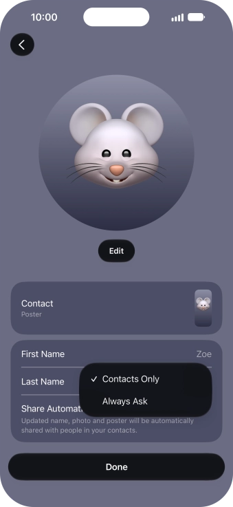 Press the required setting. Press the required setting.