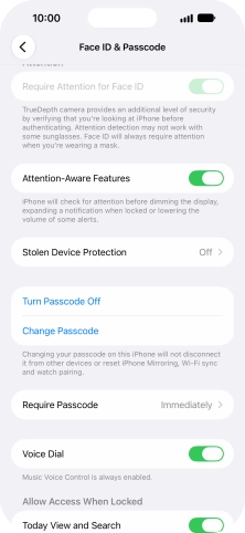 Press Turn Passcode Off and key in the phone lock code.
