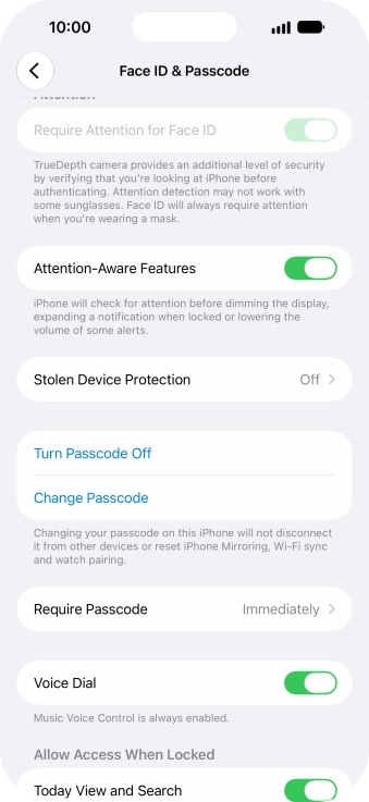 Press Turn Passcode Off and key in the phone lock code.