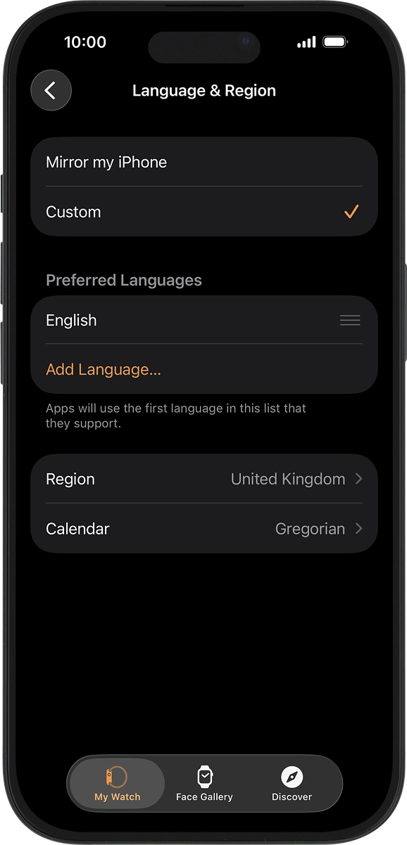 On your phone: Press Add Language....