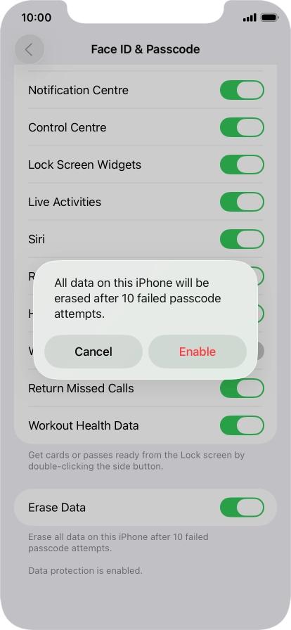 If you turn on the function, press Enable. If you turn on the function, press Enable.