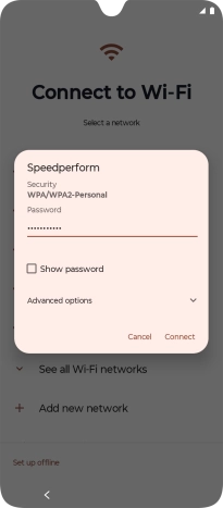 Key in the password for the Wi-Fi network and press Connect.