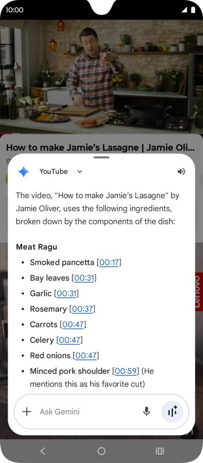 The answer from Gemini to your question is displayed.