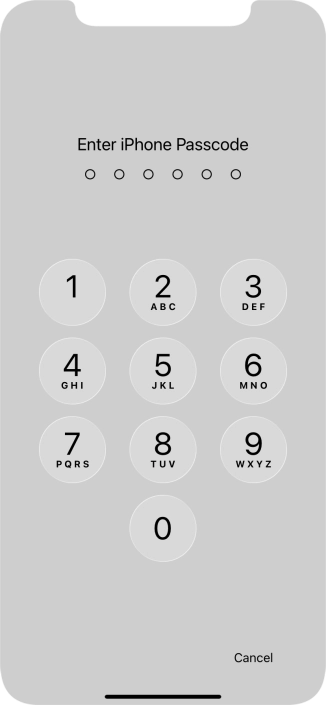 Use the phone lock code you created.
