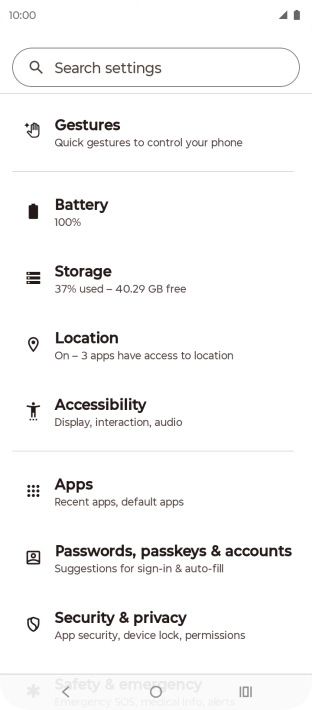 Press Passwords, passkeys & accounts.