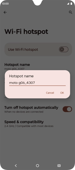 Key in the required Wi-Fi hotspot name and press OK.