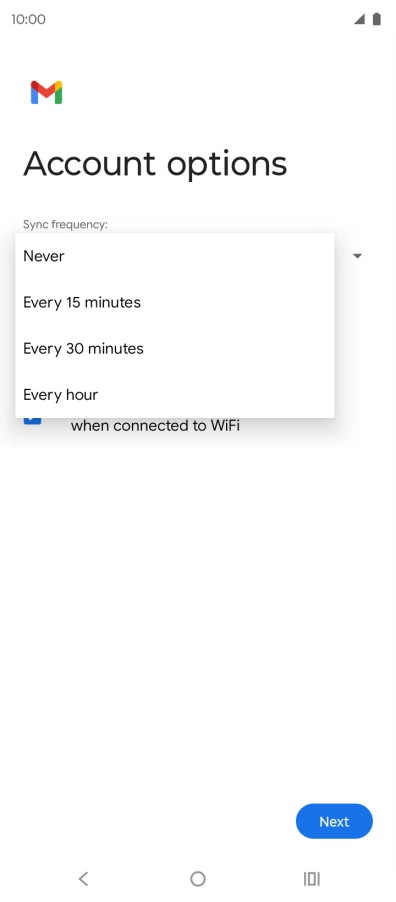 Press the required setting.