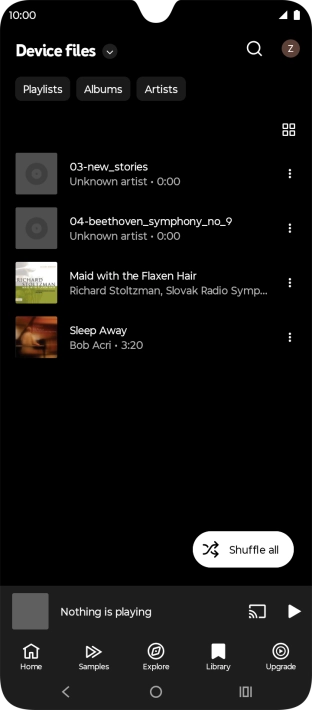 Press the required audio file.