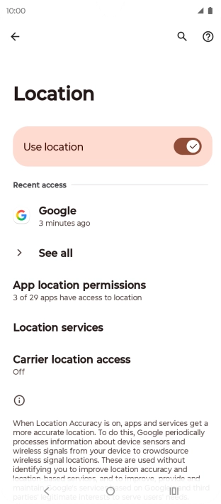 Press App location permissions.