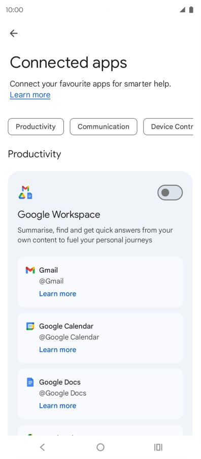 Press the indicator next to the required extension to turn on the function.