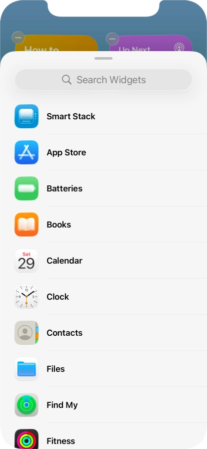 Press the required widget. Press the required widget.