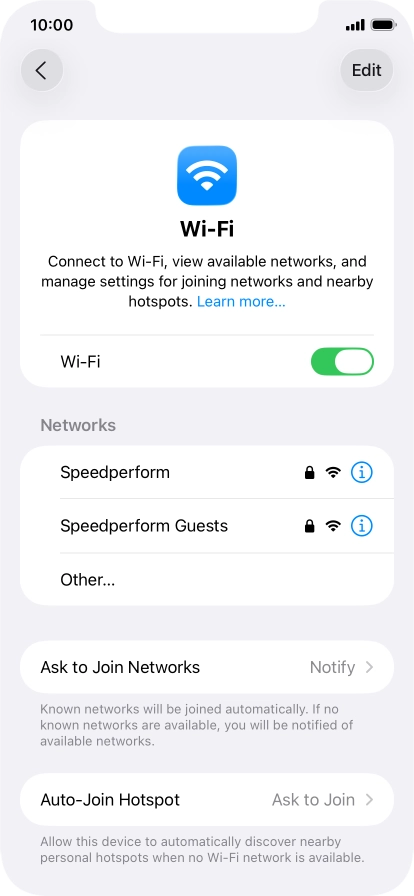 Press the required Wi-Fi network and key in the password for the Wi-Fi network.