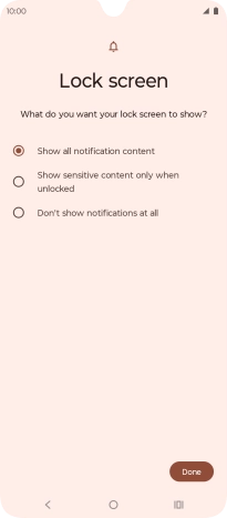 Press the required setting.