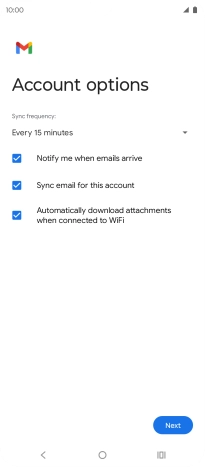 If this screen is displayed, you email account has been recognised and set up automatically. Follow the instructions on the screen to key in more information and finish setting up your phone.