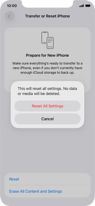 Press Reset All Settings.
