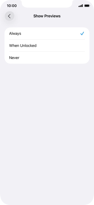 To select notification preview on the lock screen, press Always. To select notification preview on the lock screen, press Always.