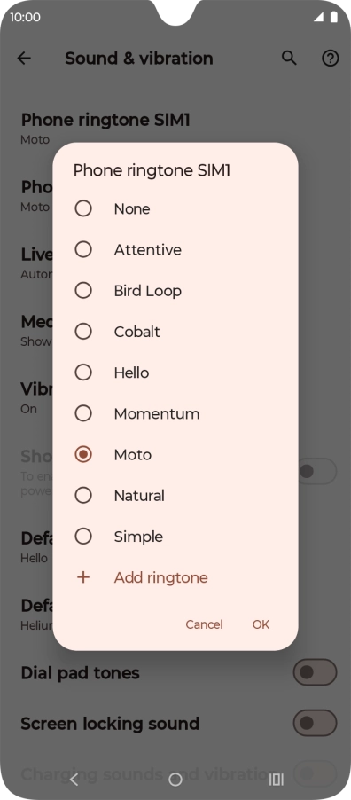 Press the required ring tones to hear them.