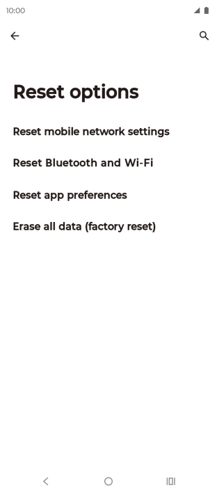 Press Erase all data (factory reset).
