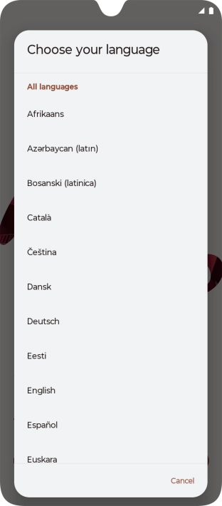 Press the required language.
