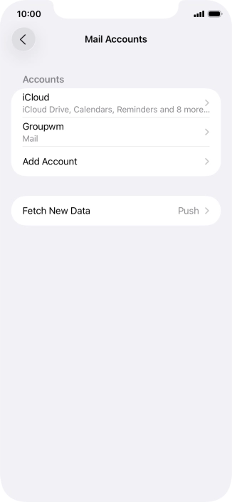 Press the name of the email account you've just set up.