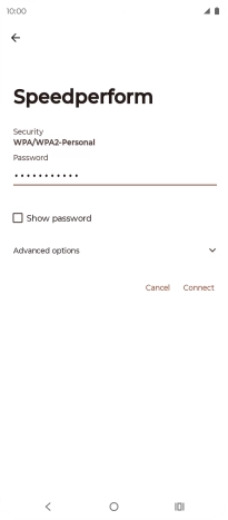 Key in the password for the Wi-Fi network and press Connect.