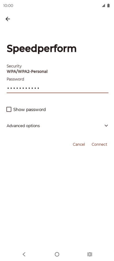 Key in the password for the Wi-Fi network and press Connect.