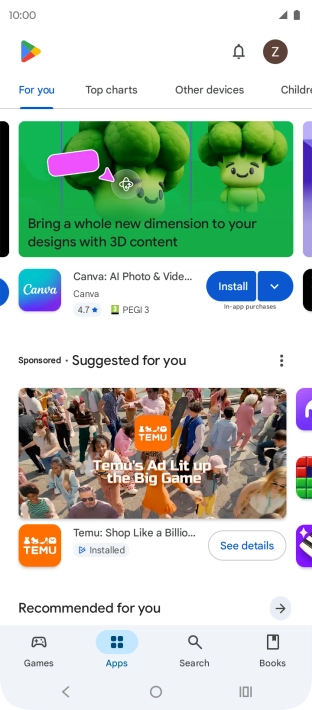 Press the profile icon.