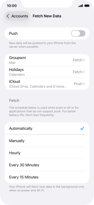 If you turn off the function, press the required setting.