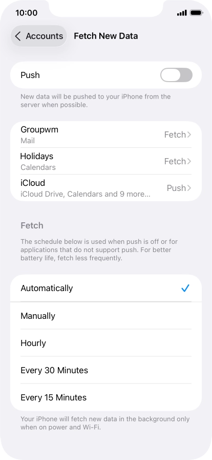 If you turn off the function, press the required setting.