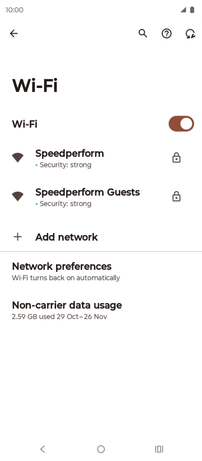 Press the required Wi-Fi network.