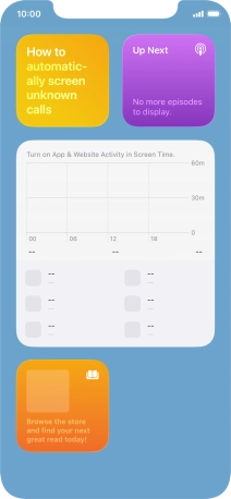 Press and hold the required widget until a pop-up menu is displayed. Press and hold the required widget until a pop-up menu is displayed.