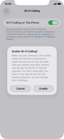 If you turn on the function, press Enable. If you turn on the function, press Enable.