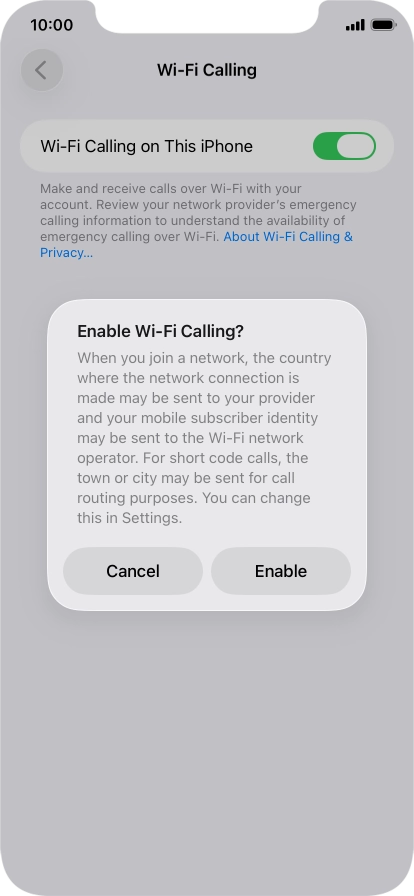 If you turn on the function, press Enable. If you turn on the function, press Enable.