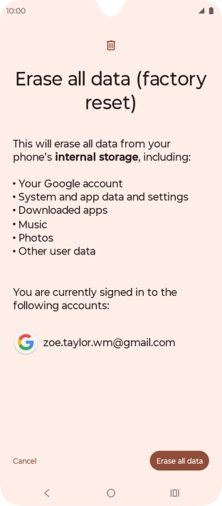 Press Erase all data.