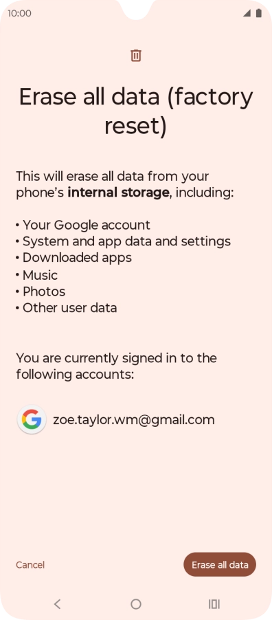 Press Erase all data.